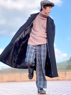「unrelaxing（アンリラクシング）のアイテム（チェスターコート）」を使った、しょう🐤🐦🐧しばらく休みますさん（メンズ・173cm）の冬コーディネート