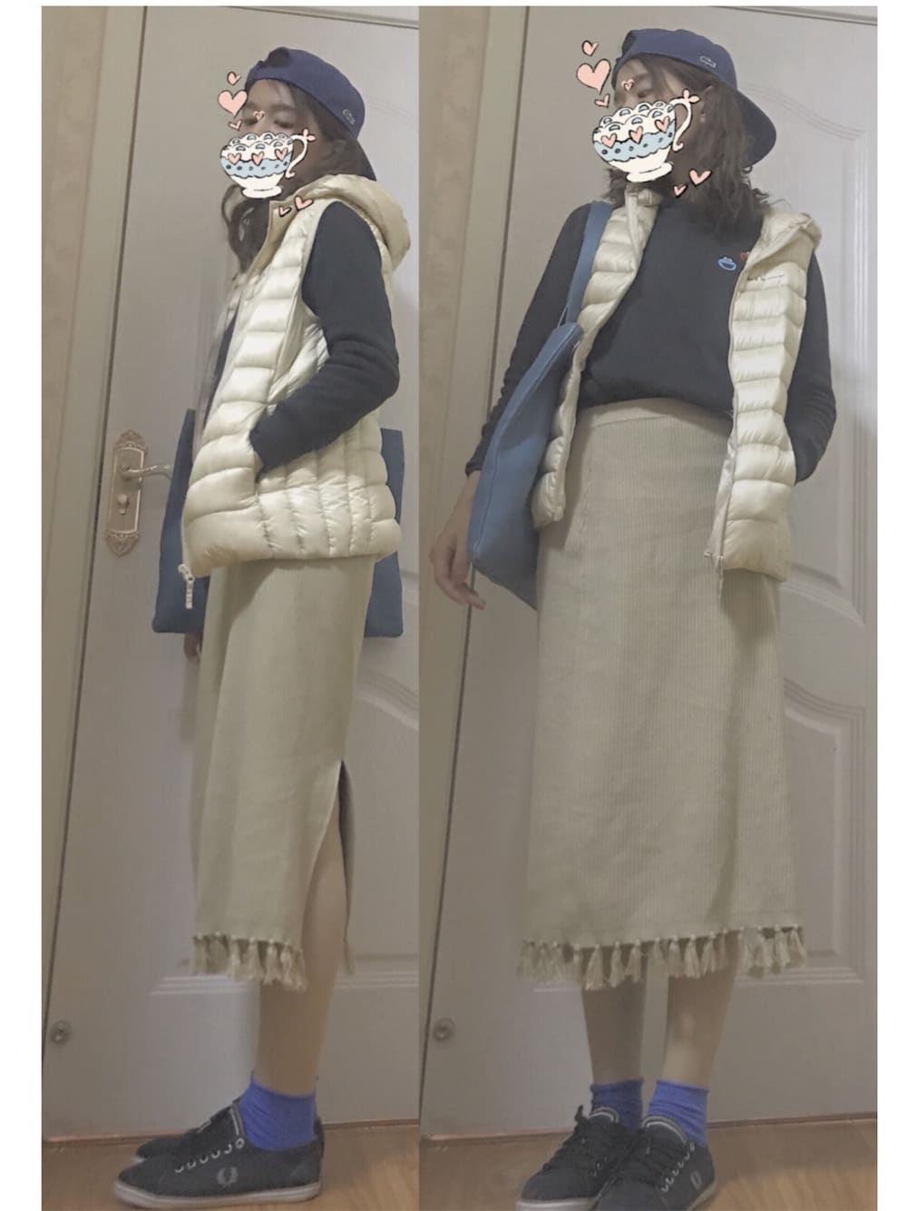 「冬コーデ、ootd」｜「Vivienne Westwoodのアイテム（ショルダーバッグ、ブルー系）」を使った、irisさん（レディース・166cm）の秋コーディネートの1枚目の写真