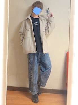 「バラ柄」｜「アイテム（ブルゾン）」を使った、ユノさん（メンズ・165cm）の秋コーディネート