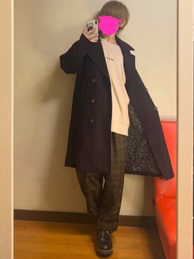 「ADRER（アドラー）のアイテム（チェスターコート）」を使った、ユノさん（メンズ・165cm）の秋コーディネート