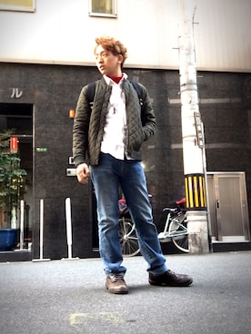 「UNIQLO（ユニクロ）のMEN ソフトタッチハイネックT（長袖・大きいサイズ）（Tシャツ/カットソー）」を使った、SHINJIROさん（メンズ・173cm）の冬コーディネート