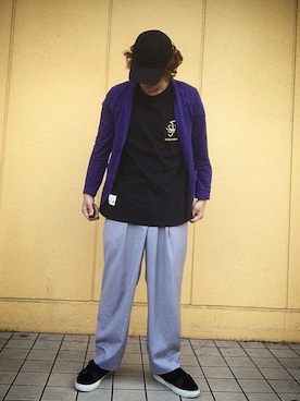 「BOBSON（ボブソン）のアイテム（シューズ）」を使った、SHINJIROさん（メンズ・171cm）の夏コーディネート