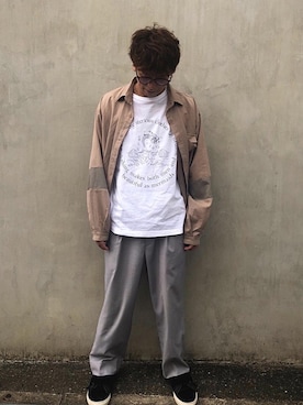 「BOBSON（ボブソン）のアイテム（シューズ）」を使った、SHINJIROさん（メンズ・171cm）の夏コーディネート