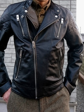「DIESEL（ディーゼル）のアイテム（ライダースジャケット）」を使った、wear8176516(アイテム記録用)さん（メンズ・175cm）の秋コーディネート