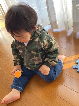 「MIKI HOUSE（ミキハウス）のアイテム（その他パンツ）」を使った、たすくん⭐️さん（キッズ・70cm）の春コーディネート