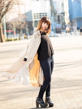 「JEANASIS（ジーナシス）のアイテム（シャツワンピース）」を使った、Hina Yoshinoさん（レディース・158cm）の夏コーディネート