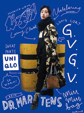 「G.V.G.V.（ジーヴィージーヴィー）のアイテム（ジャケット/アウター）」を使った、中田クルミさん（レディース・168cm）の冬コーディネート