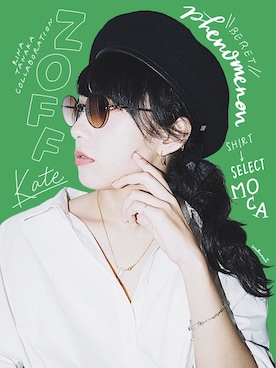 「PHENOMENON（フェノメノン）のアイテム（ハンチング/ベレー帽）」を使った、中田クルミさん（レディース・168cm）の夏コーディネート
