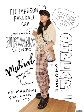 「MURRAL（ミューラル）のアイテム（パンツ）」を使った、中田クルミさん（レディース・168cm）の秋コーディネート