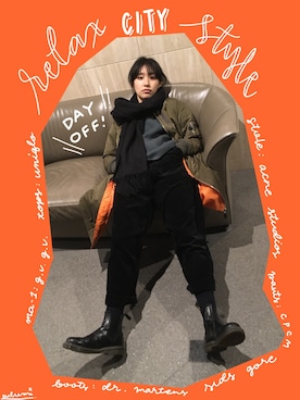 「中田クルミ」｜「アイテム（その他アウター）」を使った、中田クルミさん（レディース・168cm）の春コーディネート