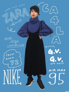 「G.V.G.V.（ジーヴィージーヴィー）のアイテム（ワンピース/ドレス）」を使った、中田クルミさん（レディース・168cm）の冬コーディネート