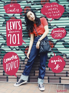 「CONVERSE ADDICT（コンバースアディクト）のアイテム（シューズ）」を使った、中田クルミさん（レディース・168cm）の春コーディネート