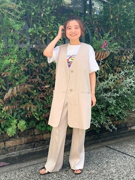 「アイテム（サンダル、ゴールド系）」を使った、moriさん（レディース・148cm）の春コーディネート