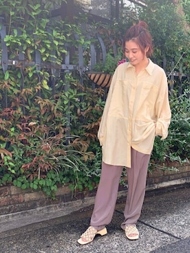 「アイテム（シャツ/ブラウス、イエロー系）」を使った、moriさん（レディース・148cm）の春コーディネート