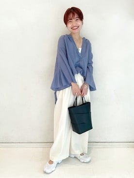 「アイテム（バングル/リストバンド）」を使った、moriさん（レディース・148cm）の春コーディネート