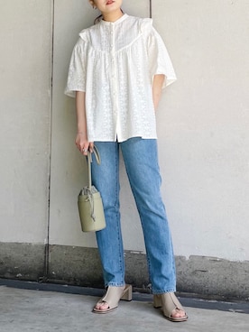 「KBF（ケイビーエフ）のバケットミニBAG（ショルダーバッグ）」を使った、きっしゃんさん（レディース・151cm）の春コーディネート