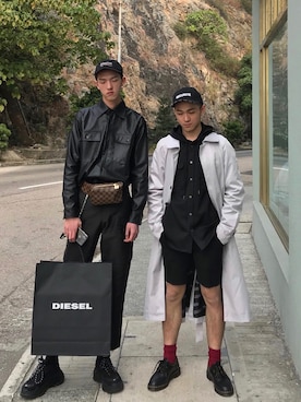 「BALENCIAGA」｜「アイテム（トレンチコート）」を使った、CARPI-Wさん（メンズ・174cm）の冬コーディネート