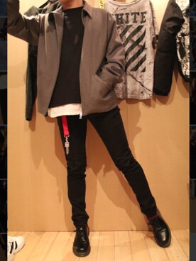 「HARE（ハレ）のドリズラーブルゾン（HARE）（ブルゾン、グレー系）」を使った、Yukariさん（メンズ・170cm）の春コーディネート