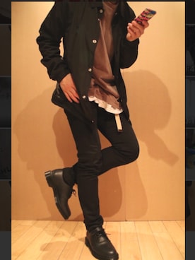 「Dr. Martens（ドクターマーチン）のDr.Martens / CORE 1461 MONO 3 EYELET SHOE_mtn（ブーツ、ブラック系）」を使った、Yukariさん（メンズ・170cm）の春コーディネート