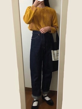 「SVEC（シュベック）のカンフーシューズ kung fu Shoes / ストラップパンプス（バレエシューズ）」を使った、mさん（レディース・162cm）の秋コーディネート