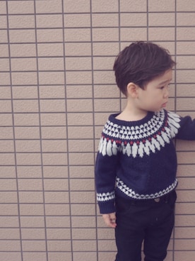 「Moujonjon（ムージョンジョン）のアイテム（その他パンツ）」を使った、ETA.さん（キッズ・90cm）の冬コーディネート