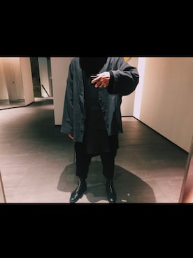 「Yohji Yamamoto（ヨウジヤマモト）のアイテム（その他アウター）」を使った、Yukiさん（メンズ・185cm）の冬コーディネート