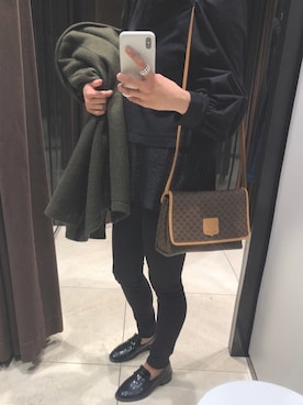 「GU（ジーユー）のアイテム（ダッフルコート）」を使った、yさん（レディース・157cm）の春コーディネート