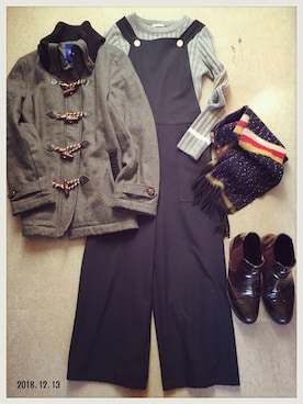 「ZARA（ザラ）のアイテム（サロペット/オーバーオール）」を使った、hamaさん（レディース・156cm）の冬コーディネート