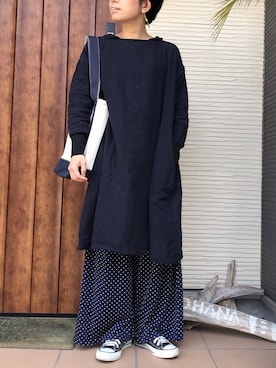 「水玉」｜「アイテム（シャツワンピース）」を使った、meguu2020さん（レディース・154cm）の冬コーディネート