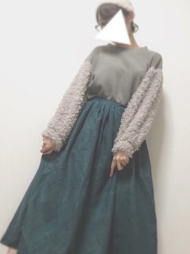 「メチャカリ」｜「アイテム（Tシャツ/カットソー）」を使った、Emichanさん（レディース・163cm）の冬コーディネート