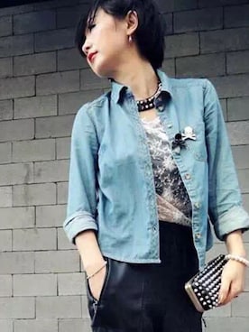 「TOPSHOP（トップショップ）のアイテム（シャツ/ブラウス）」を使った、Lily さん（レディース・157cm）の春コーディネート