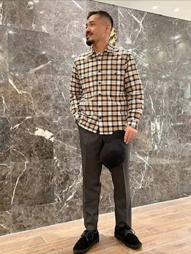 「TAKEO KIKUCHI（タケオキクチ）のアイテム（帽子）」を使った、TAKEO KIKUCHIさん（メンズ・175cm）の秋コーディネート