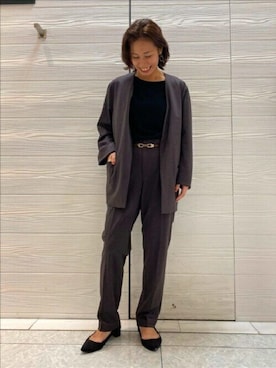 「TAKEO KIKUCHI（タケオキクチ）のアイテム（ノーカラージャケット）」を使った、TAKEO KIKUCHIさん（レディース・162cm）の秋コーディネート