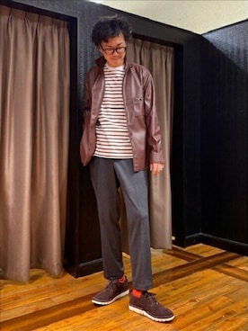 「スエードシューズ」｜「アイテム（スニーカー）」を使った、TAKEO KIKUCHIさん（メンズ・180cm）の秋コーディネート