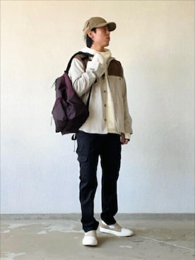 「TAKEO KIKUCHI（タケオキクチ）のアイテム（帽子）」を使った、TAKEO KIKUCHIさん（メンズ・175cm）の秋コーディネート
