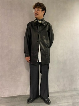 「TAKEO KIKUCHI（タケオキクチ）のアイテム（ライダースジャケット）」を使った、TAKEO KIKUCHIさん（メンズ・179cm）の秋コーディネート