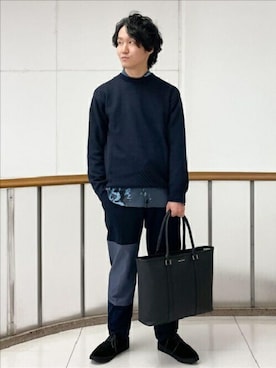 「スエードシューズ」｜「アイテム（バッグ）」を使った、TAKEO KIKUCHIさん（メンズ・171cm）の秋コーディネート