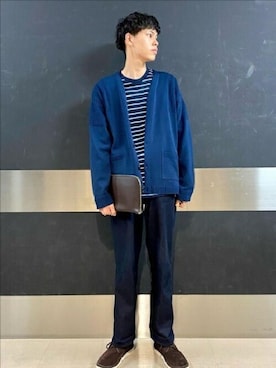 「アイテム（クラッチバッグ）」を使った、TAKEO KIKUCHIさん（メンズ・180cm）の秋コーディネート