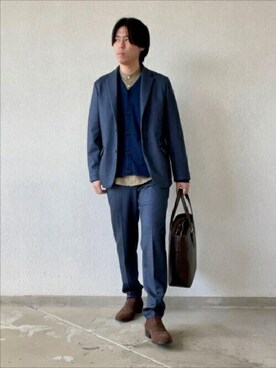 TAKEO KIKUCHIさんの「【Made in JAPAN】ストレートチップ ドレスシューズ」を使ったコーディネート
