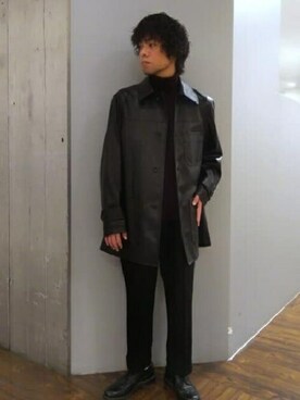 「TAKEO KIKUCHI（タケオキクチ）のアイテム（ライダースジャケット）」を使った、TAKEO KIKUCHIさん（メンズ・162cm）の秋コーディネート