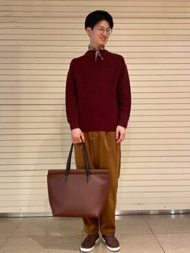 「TAKEO KIKUCHI（タケオキクチ）のアイテム（スーツパンツ）」を使った、TAKEO KIKUCHIさん（メンズ・181cm）の秋コーディネート