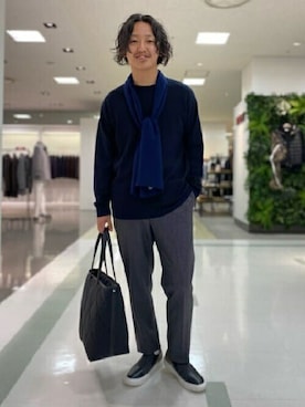 「TAKEO KIKUCHI（タケオキクチ）のアイテム（スーツパンツ）」を使った、TAKEO KIKUCHIさん（メンズ・173cm）の秋コーディネート