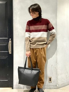「TAKEO KIKUCHI（タケオキクチ）のアイテム（スーツパンツ）」を使った、TAKEO KIKUCHIさん（メンズ・174cm）の秋コーディネート