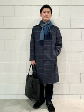 「TAKEO KIKUCHI（タケオキクチ）のアイテム（ステンカラーコート）」を使った、TAKEO KIKUCHIさん（メンズ・165cm）の秋コーディネート