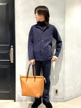 「スエードシューズ」｜「アイテム（ブルゾン）」を使った、TAKEO KIKUCHIさん（メンズ・174cm）の秋コーディネート
