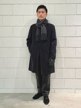 「TAKEO KIKUCHI（タケオキクチ）のアイテム（チェスターコート）」を使った、TAKEO KIKUCHIさん（メンズ・165cm）の秋コーディネート