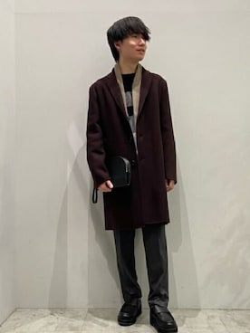 「TAKEO KIKUCHI（タケオキクチ）のアイテム（チェスターコート）」を使った、TAKEO KIKUCHIさん（メンズ・166cm）の秋コーディネート