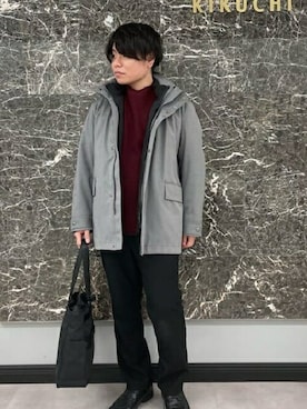 「ドレスシューズ」｜「アイテム（ダウンジャケット/コート）」を使った、TAKEO KIKUCHIさん（メンズ・165cm）の冬コーディネート