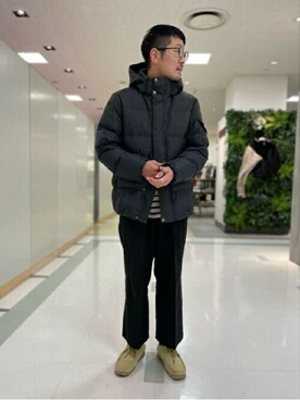 「TAKEO KIKUCHI（タケオキクチ）のアイテム（ダウンジャケット/コート）」を使った、TAKEO KIKUCHIさん（メンズ・173cm）の冬コーディネート