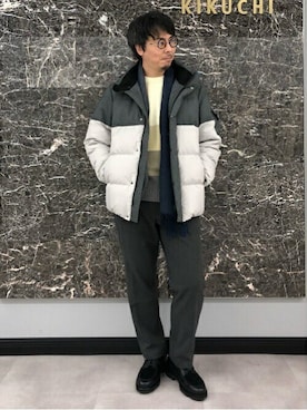 「TAKEO KIKUCHI（タケオキクチ）のアイテム（ダウンジャケット/コート）」を使った、TAKEO KIKUCHIさん（メンズ・171cm）の冬コーディネート